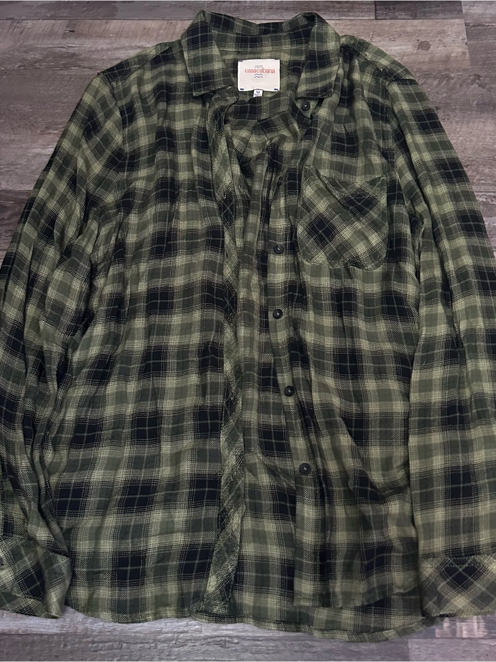 Men's Olive Green Plaid Button-Down Shirt - Casual Everyday Shirt